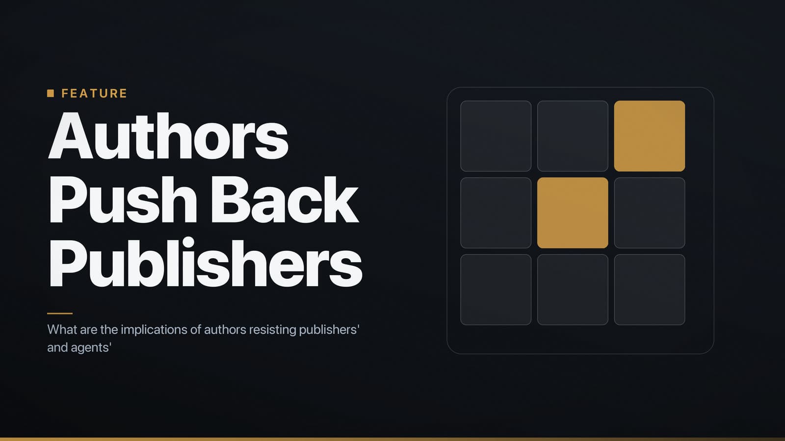 Editorial thumbnail graphic: Authors Push Back Publishers — a general composition