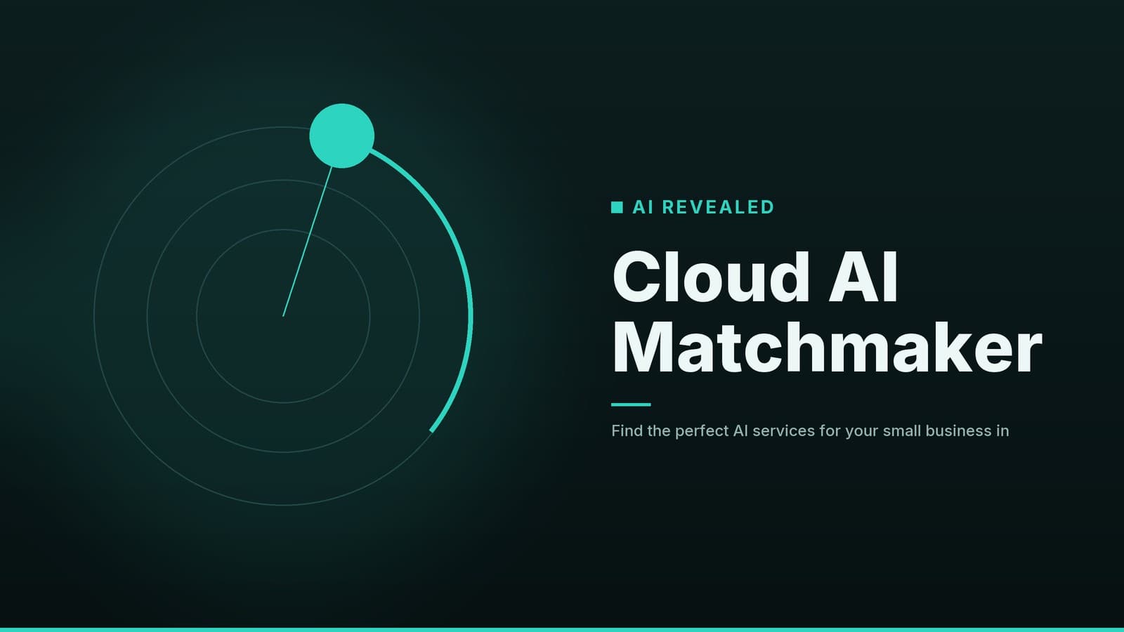 Editorial graphic: “Cloud AI Matchmaker” headline beside concentric rings with a bright marker on an arc, teal night palette