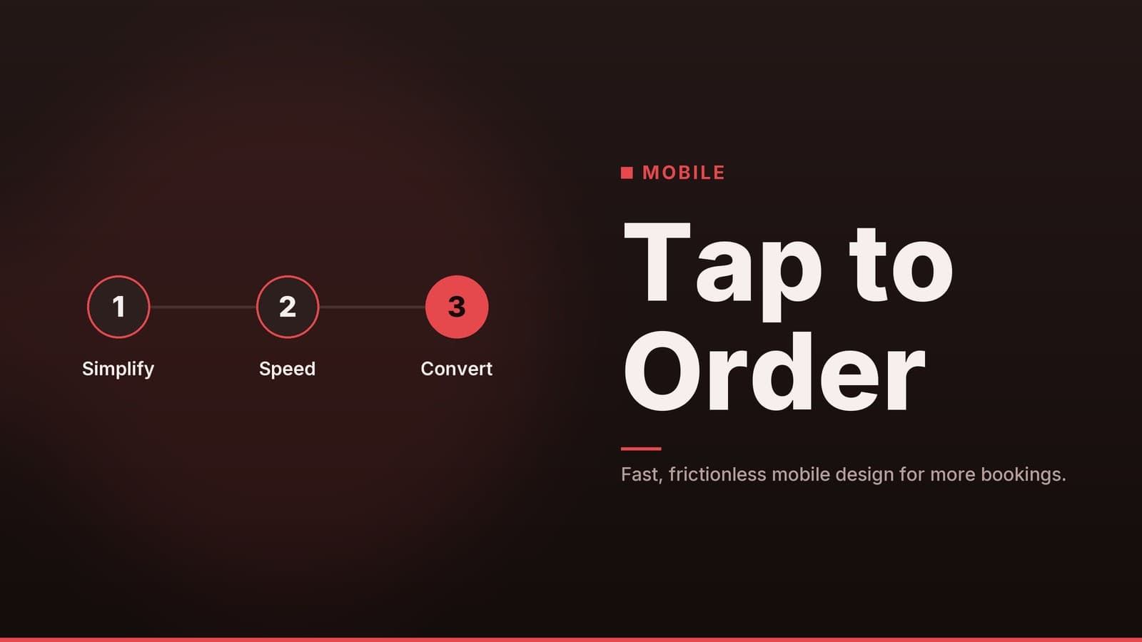 Editorial graphic: “Tap to Order” headline beside a sequence of numbered steps, ember palette