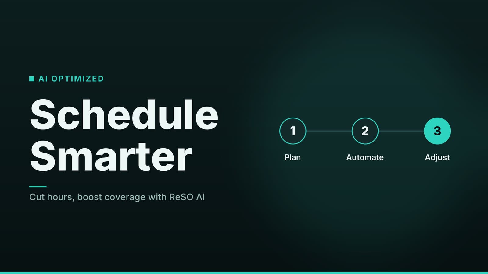 Editorial graphic: “Schedule Smarter” headline beside a sequence of numbered steps, teal night palette