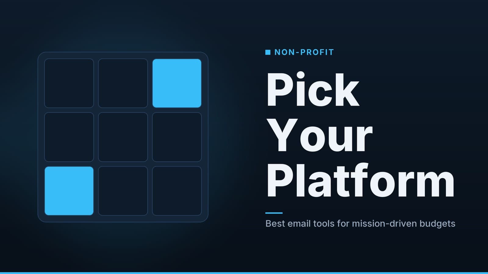 Editorial graphic: “Pick Your Platform” headline beside a three-by-three tile grid with highlighted tiles, ocean palette