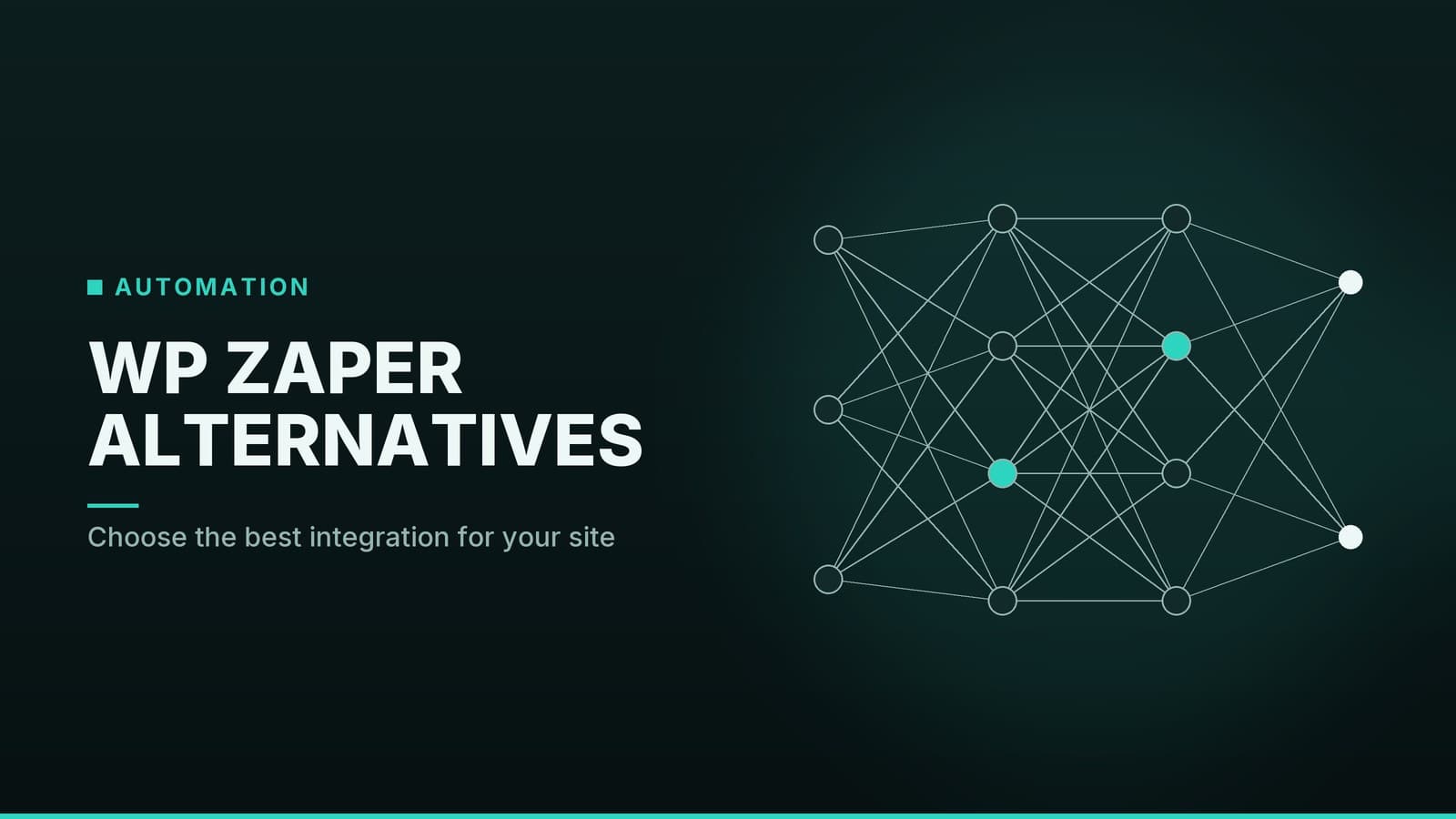Editorial graphic: “WP ZAPER ALTERNATIVES” headline beside a layered network of connected nodes, teal night palette