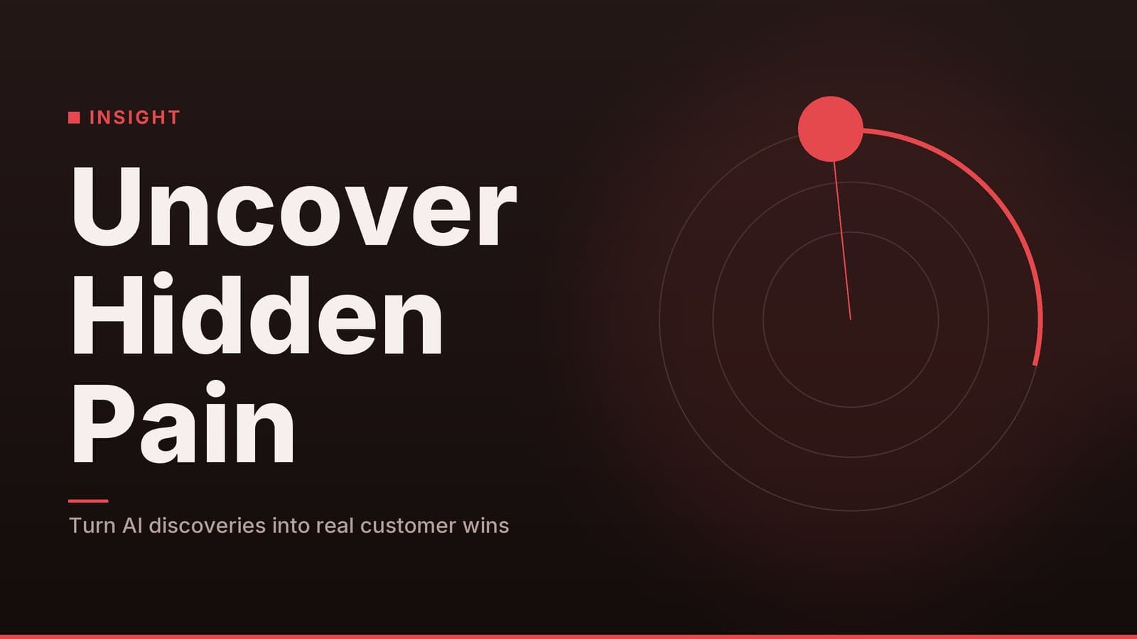 Editorial graphic: “Uncover Hidden Pain” headline beside concentric rings with a bright marker on an arc, ember palette